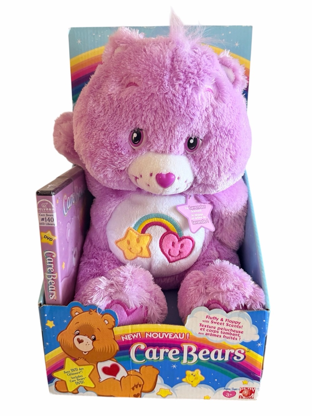 Vintage 2006 Jakks Pacific CARE BEARS Fluffy & Floppy Plush With DVD NEW In Box